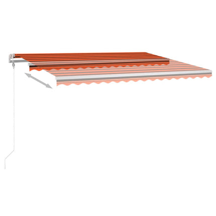 Automatisk markis med vindsensor & LED 450x300 cm orange/brun