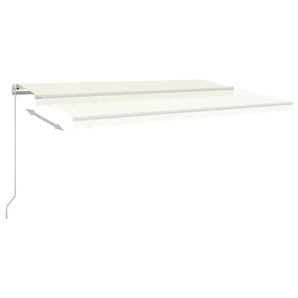 Markis manuellt infällbar med LED 500x300 cm gräddvit