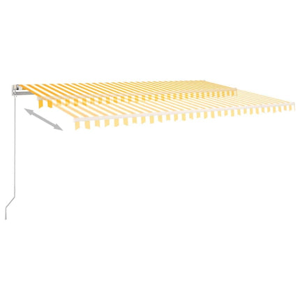 Markis manuellt infällbar med LED 500x300 cm gul och vit