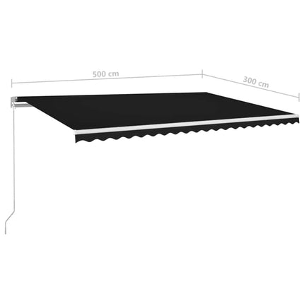 Markis manuellt infällbar med LED 500x300 cm antracit