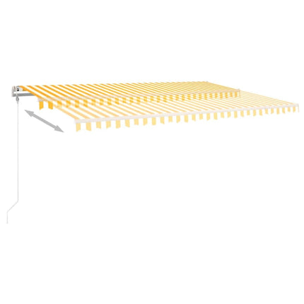 Automatisk markis med vindsensor & LED 500x300 cm gul/vit