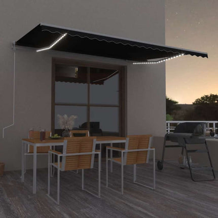 Automatisk markis med vindsensor & LED 500x300 cm antracit
