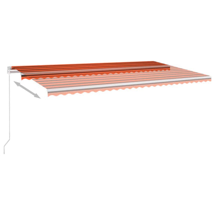 Markis manuellt infällbar med LED 600x300 cm orange och brun