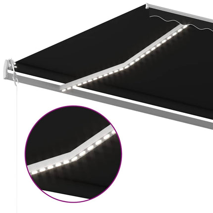 Automatisk markis med vindsensor & LED 600x300 cm antracit