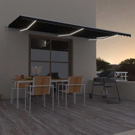 Automatisk markis med vindsensor & LED 600x300 cm antracit