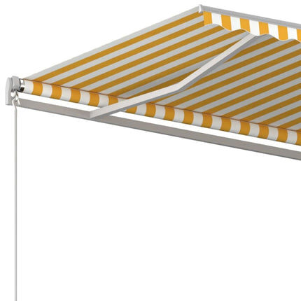 Markis manuellt infällbar 400x350 cm gul och vit