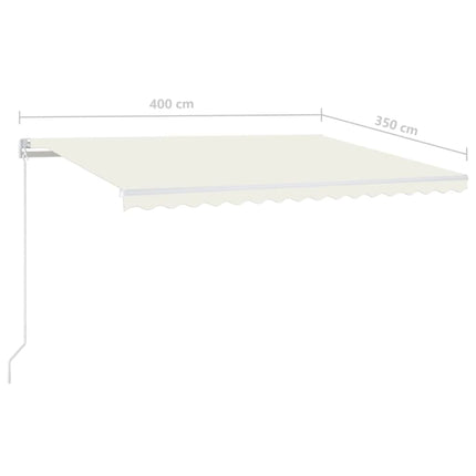 Markis manuellt infällbar med LED 400x350 cm gräddvit