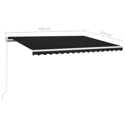 Markis manuellt infällbar med LED 400x350 cm antracit