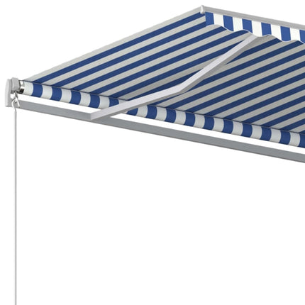 Markis manuellt infällbar 450x350 cm blå och vit