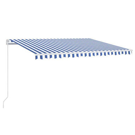 Markis manuellt infällbar med LED 450x350 cm blå och vit