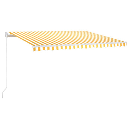 Markis manuellt infällbar med LED 450x350 cm gul och vit