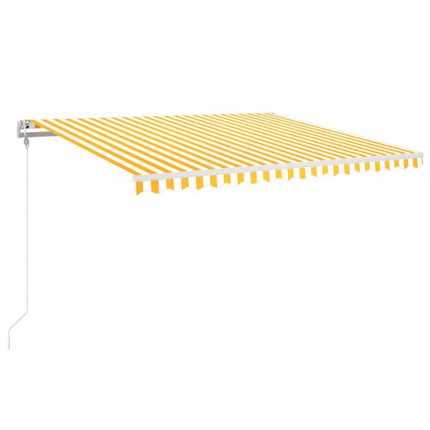 Markis automatiskt infällbar 450x350 cm gul och vit