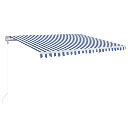 Automatisk markis med vindsensor & LED 450x350 cm blå och vit