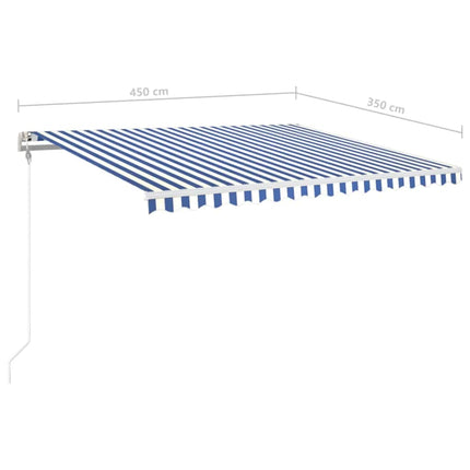 Automatisk markis med vindsensor & LED 450x350 cm blå och vit