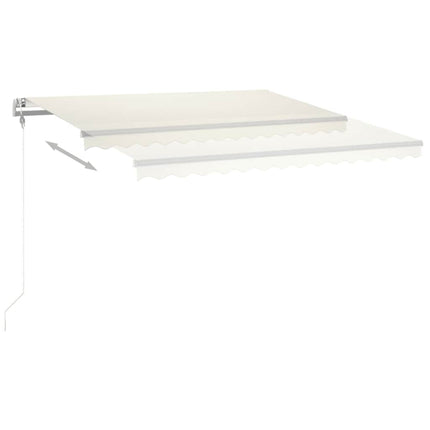 Automatisk markis med vindsensor & LED 450x350 cm gräddvit