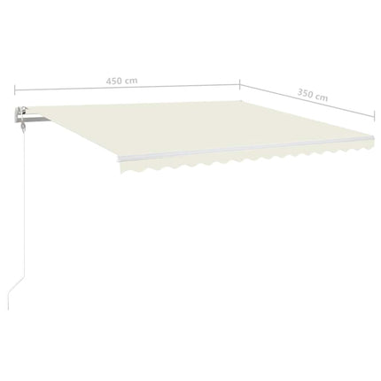 Automatisk markis med vindsensor & LED 450x350 cm gräddvit