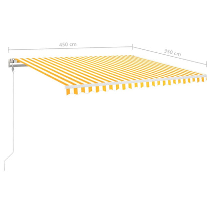 Automatisk markis med vindsensor & LED 450x350 cm gul/vit