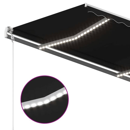 Automatisk markis med vindsensor & LED 450x350 cm antracit