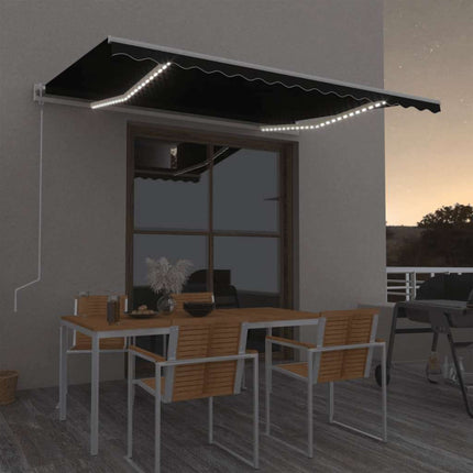 Automatisk markis med vindsensor & LED 450x350 cm antracit