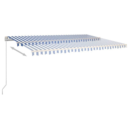 Markis manuellt infällbar med LED 500x350 cm blå och vit