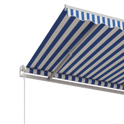 Markis automatiskt infällbar 500x350 cm blå och vit