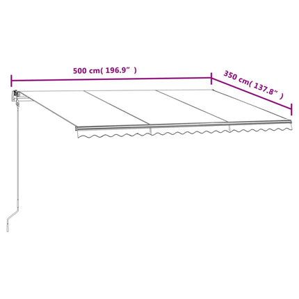 Markis automatiskt infällbar 500x350 cm blå och vit