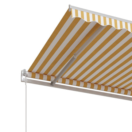 Markis automatiskt infällbar 500x350 cm gul och vit