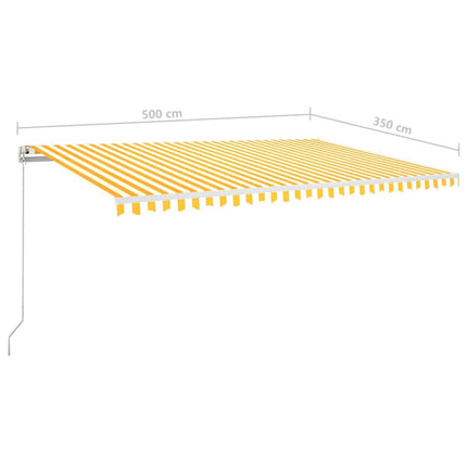 Automatisk markis med vindsensor & LED 500x350 cm gul/vit