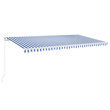 Markis manuellt infällbar med LED 600x350 cm blå och vit