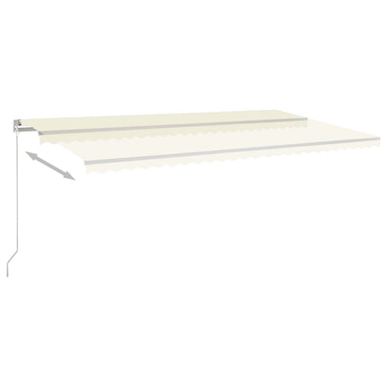 Markis manuellt infällbar med LED 600x350 cm gräddvit