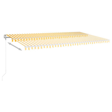 Markis automatiskt infällbar 600x350 cm gul och vit