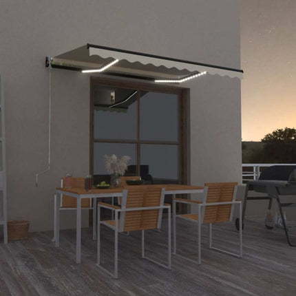 Markis manuellt infällbar med LED 350x250 cm gul och vit
