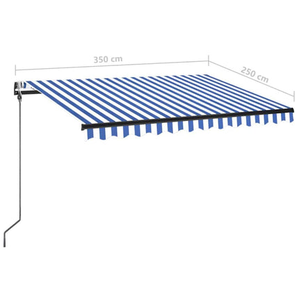 Automatisk markis med vindsensor & LED 350x250 cm blå och vit