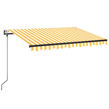 Automatisk markis med vindsensor & LED 350x250 cm gul/vit