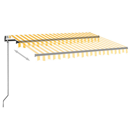 Automatisk markis med vindsensor & LED 350x250 cm gul/vit