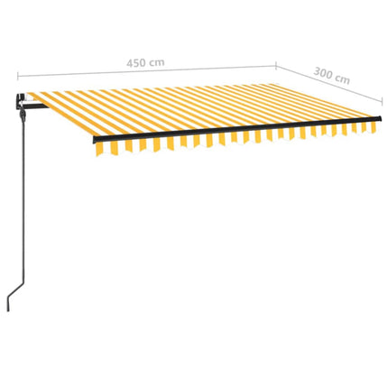 Markis manuellt infällbar 450x300 cm gul och vit