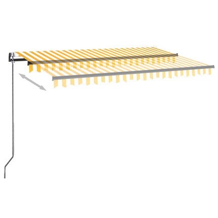Markis automatiskt infällbar 450x300 cm gul och vit