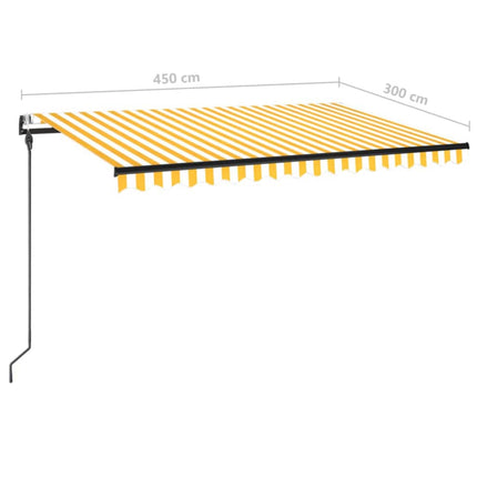 Markis automatiskt infällbar 450x300 cm gul och vit