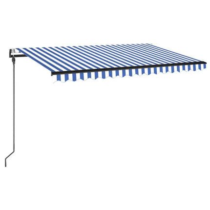 Automatisk markis med vindsensor & LED 450x300 cm blå och vit