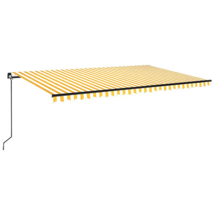 Markis manuellt infällbar med LED 500x300 cm gul och vit
