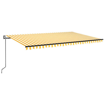 Automatisk markis med vindsensor & LED 500x300 cm gul/vit