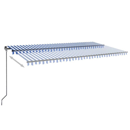Markis manuellt infällbar med LED 600x300 cm blå och vit