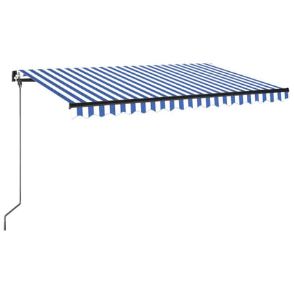 Markis manuellt infällbar med LED 400x350 cm blå och vit