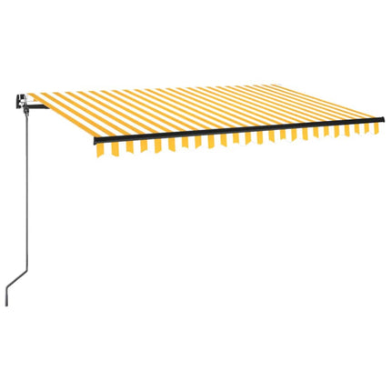 Markis manuellt infällbar med LED 400x350 cm gul och vit