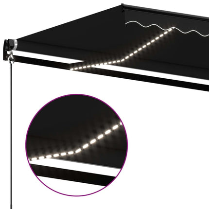 Markis manuellt infällbar med LED 400x350 cm antracit