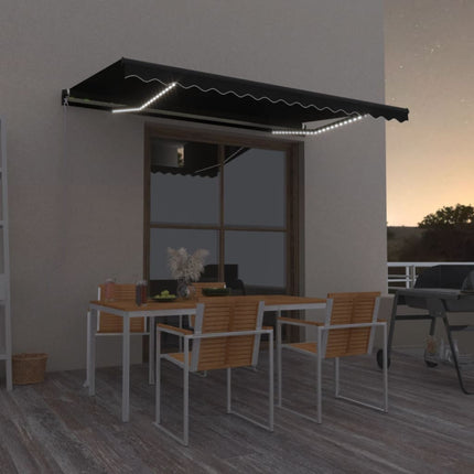 Markis manuellt infällbar med LED 400x350 cm antracit