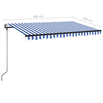 Automatisk markis med vindsensor & LED 400x350 cm blå och vit
