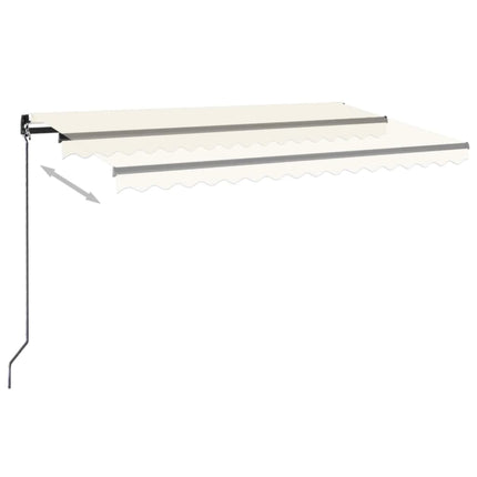 Markis manuellt infällbar med LED 450x350 cm gräddvit