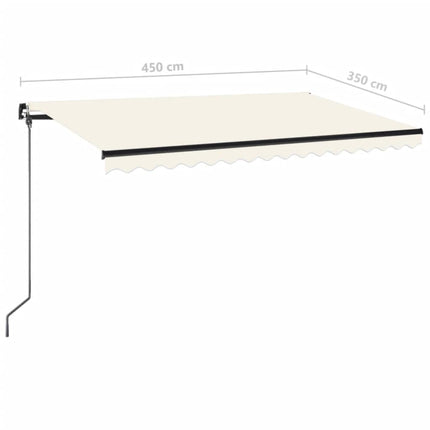 Markis manuellt infällbar med LED 450x350 cm gräddvit