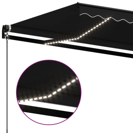 Markis manuellt infällbar med LED 450x350 cm antracit